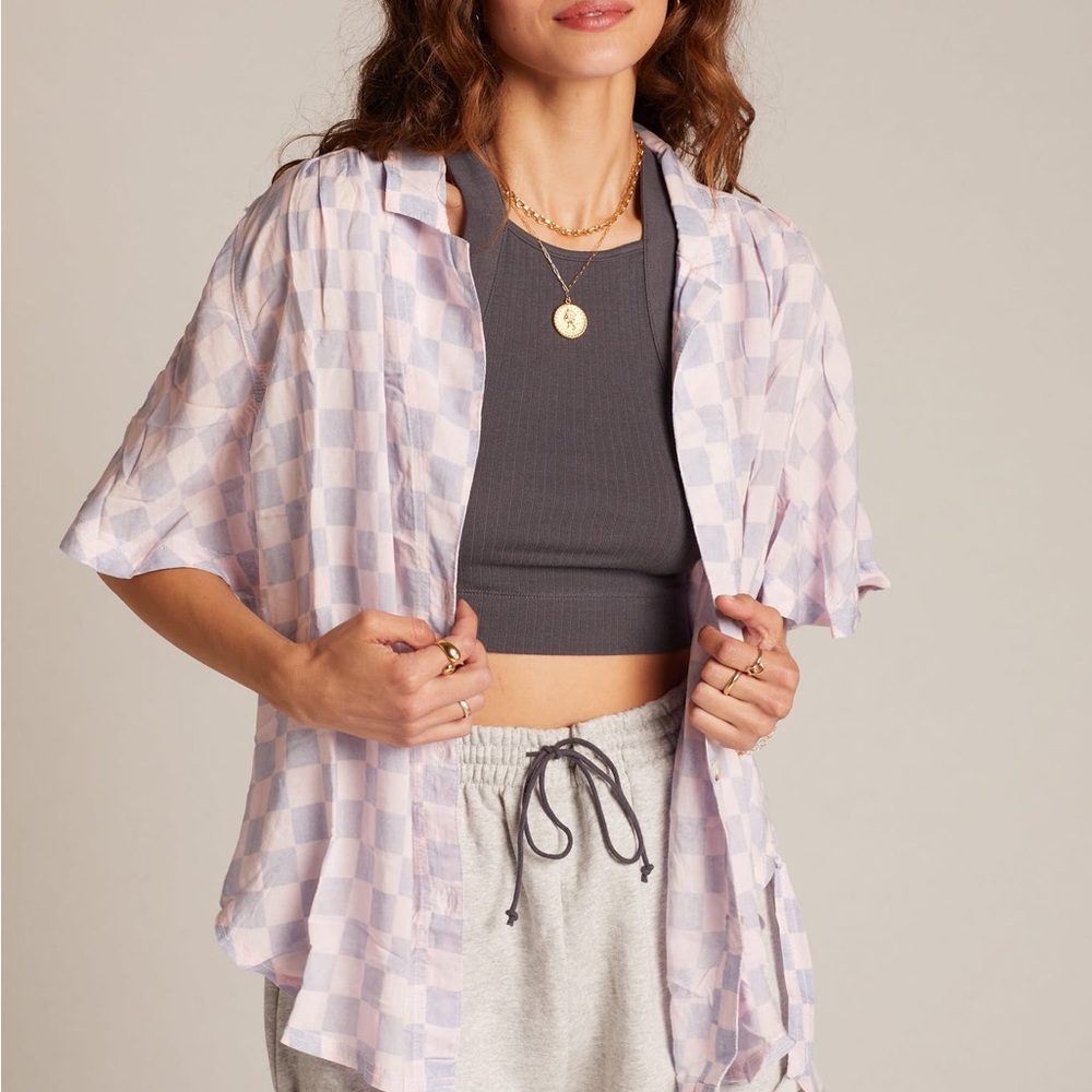 We The Free Checkered Ruffled Blouse